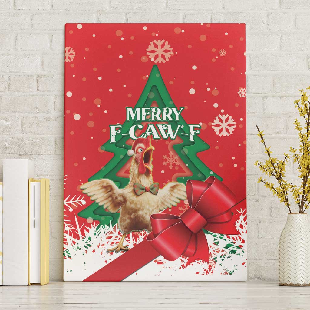 Funny Christmas Chicken Canvas Wall Art Merry F Caw F - Wonder Print Shop