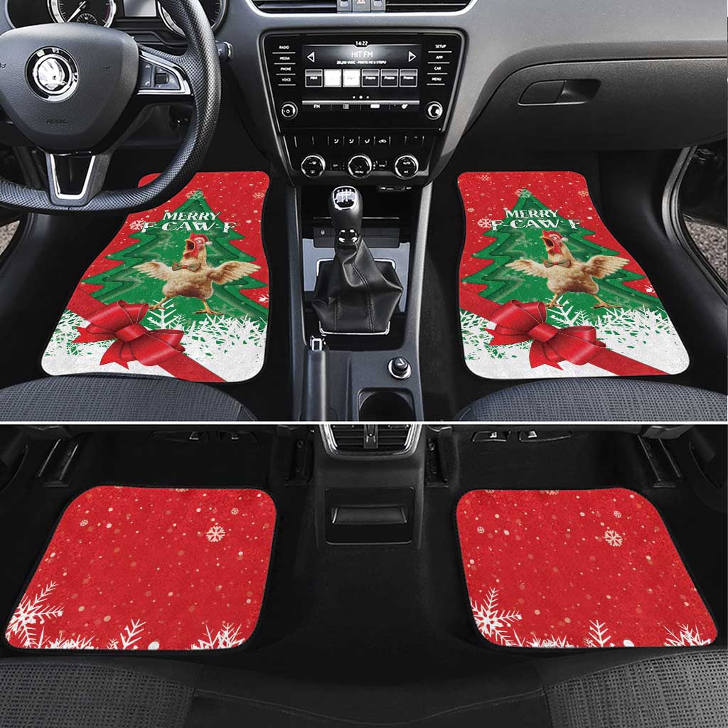 Funny Christmas Chicken Car Mats Merry F Caw F - Wonder Print Shop