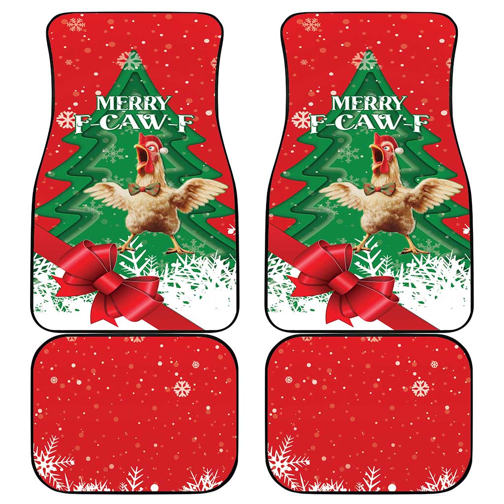 Funny Christmas Chicken Car Mats Merry F Caw F - Wonder Print Shop