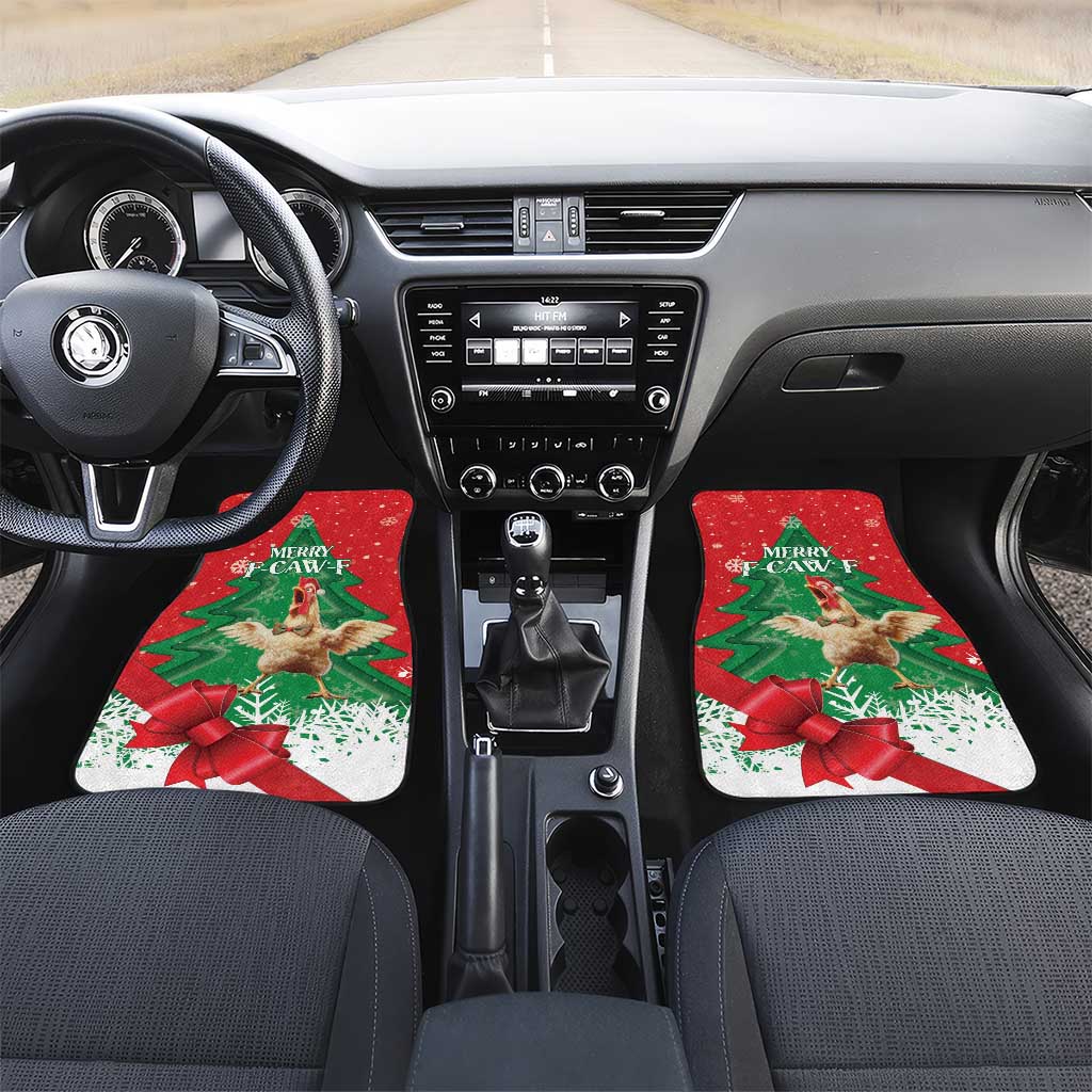Funny Christmas Chicken Car Mats Merry F Caw F - Wonder Print Shop
