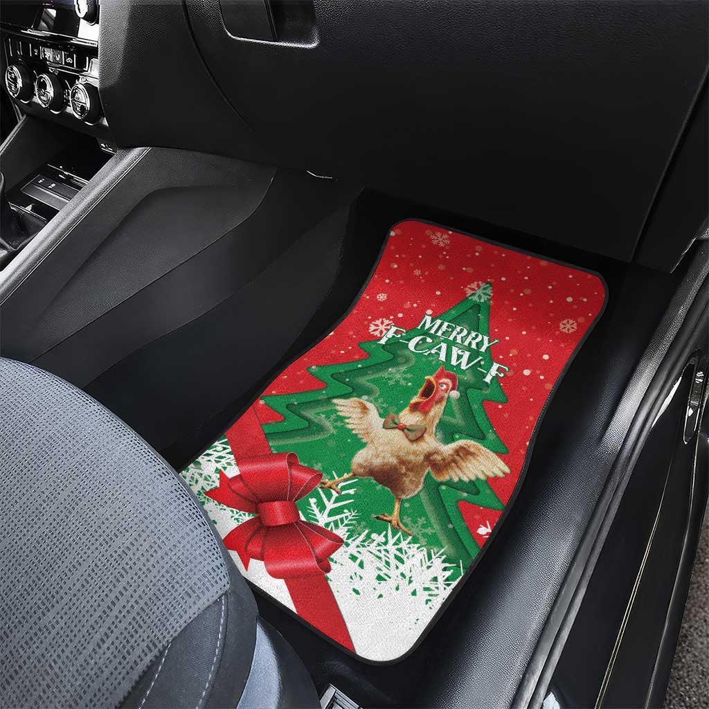 Funny Christmas Chicken Car Mats Merry F Caw F - Wonder Print Shop