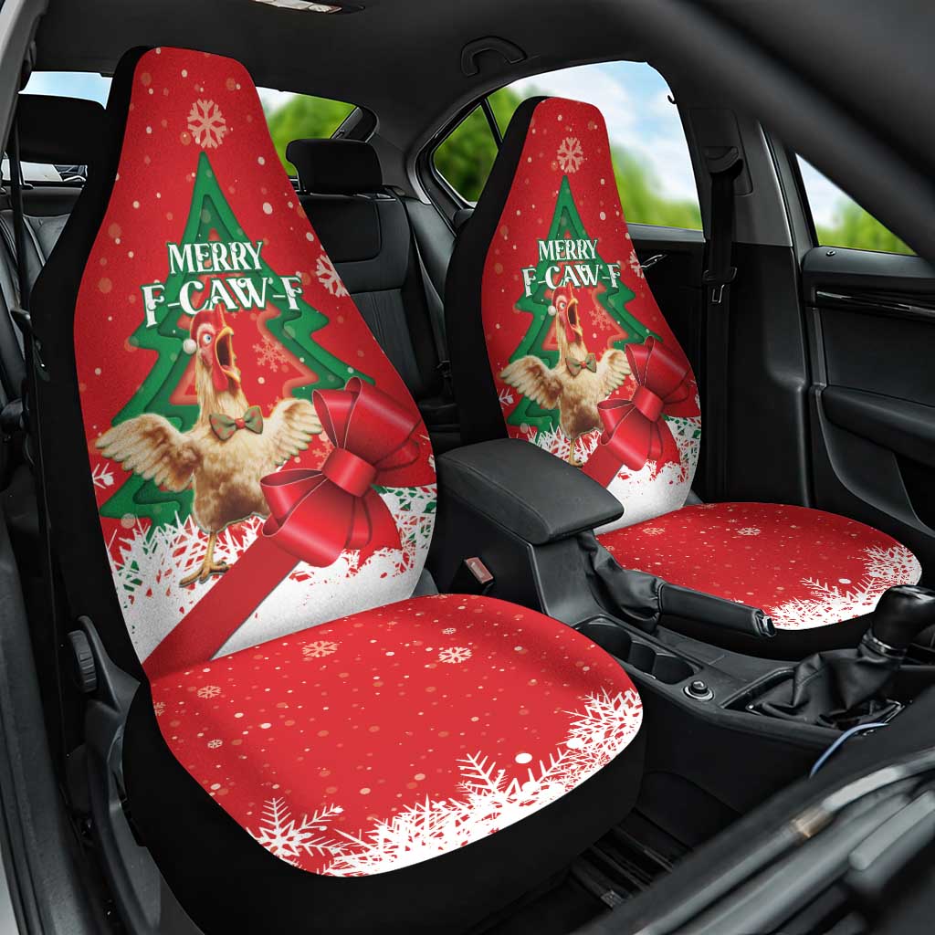 Funny Christmas Chicken Car Seat Cover Merry F Caw F - Wonder Print Shop