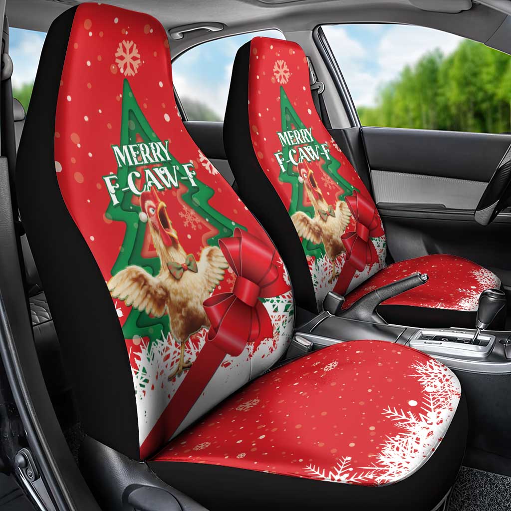 Funny Christmas Chicken Car Seat Cover Merry F Caw F - Wonder Print Shop