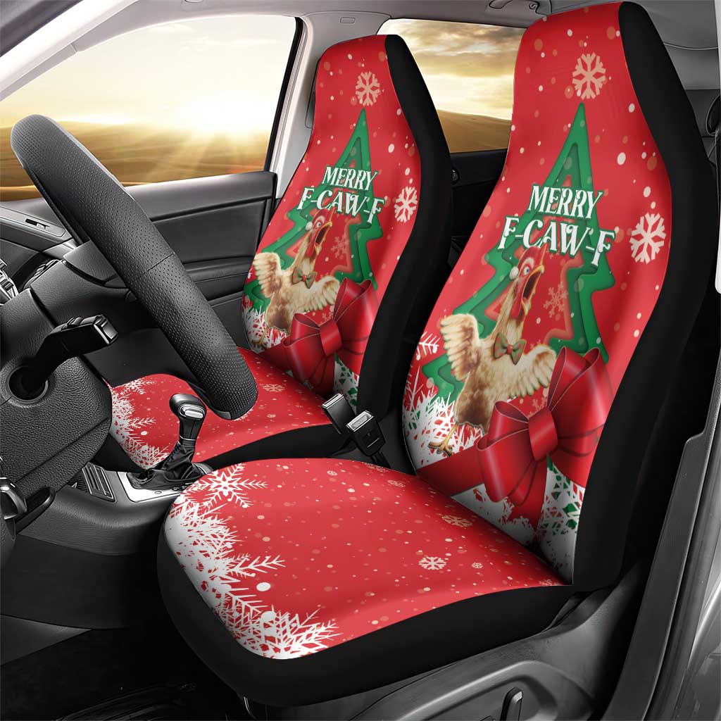 Funny Christmas Chicken Car Seat Cover Merry F Caw F - Wonder Print Shop