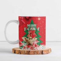 Funny Christmas Chicken Ceramic Mug Merry F Caw F - Wonder Print Shop