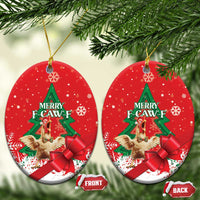 Funny Christmas Chicken Ceramic Ornament Merry F Caw F - Wonder Print Shop