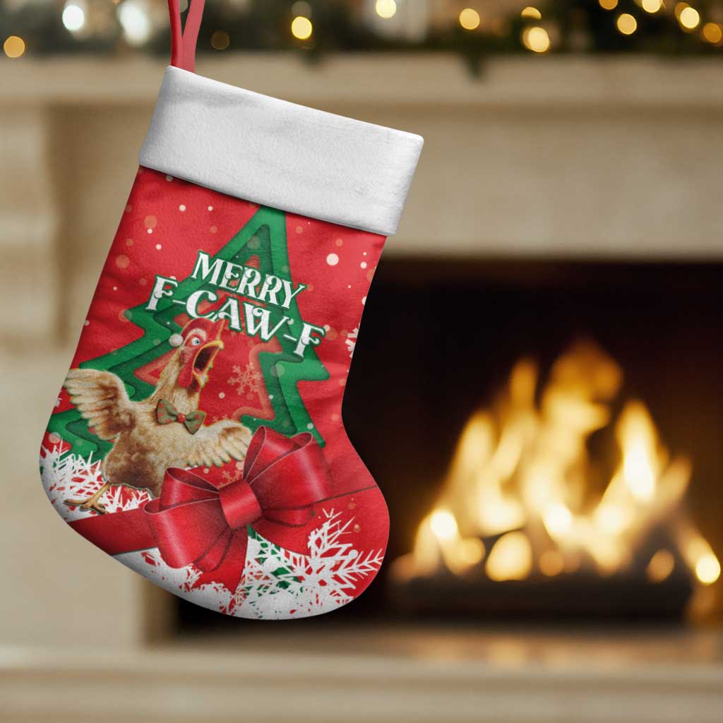 Funny Christmas Chicken Christmas Stocking Merry F Caw F - Wonder Print Shop