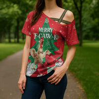 Funny Christmas Chicken Cross Shoulder Shirt Merry F Caw F - Wonder Print Shop