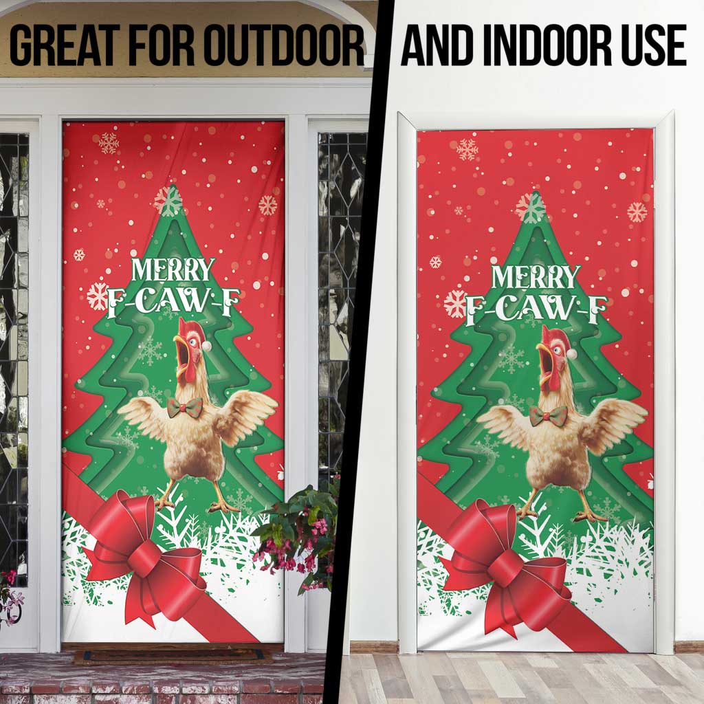 Funny Christmas Chicken Door Cover Merry F Caw F - Wonder Print Shop