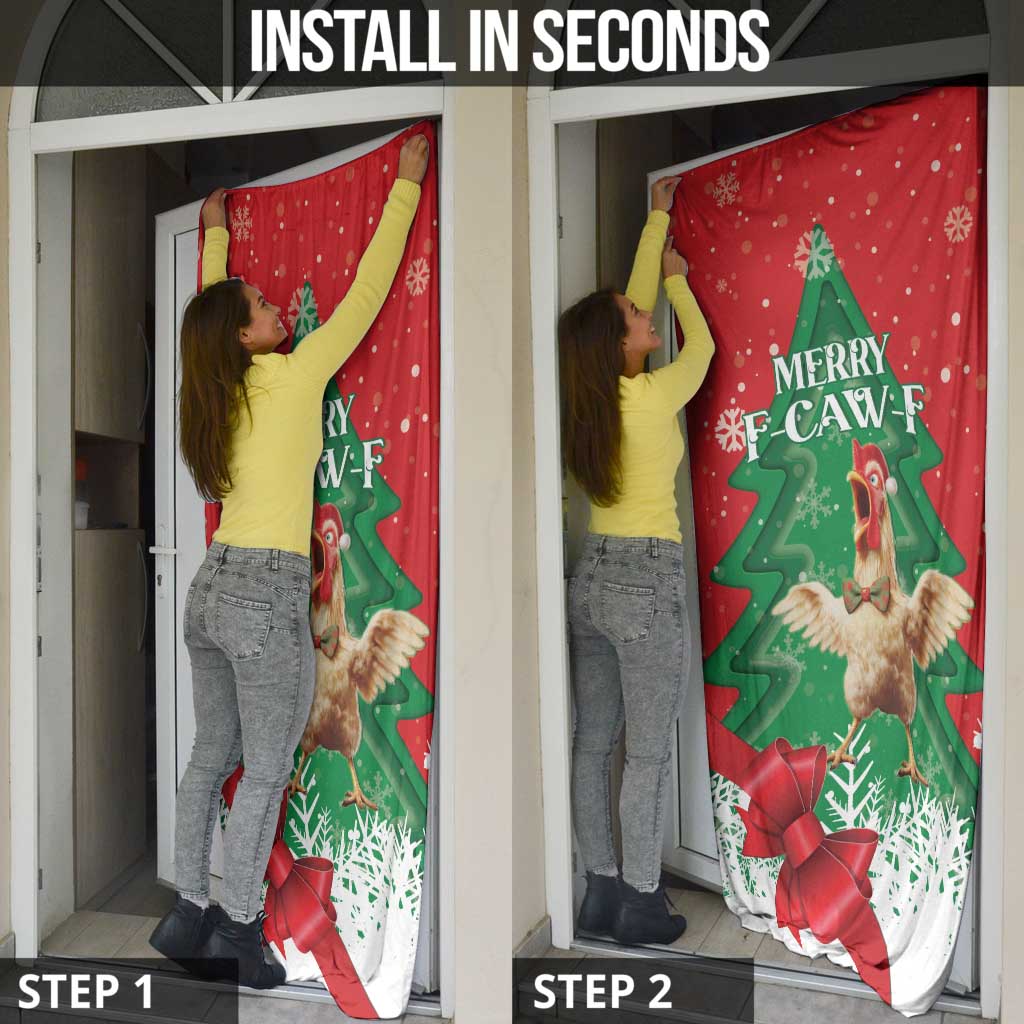 Funny Christmas Chicken Door Cover Merry F Caw F - Wonder Print Shop