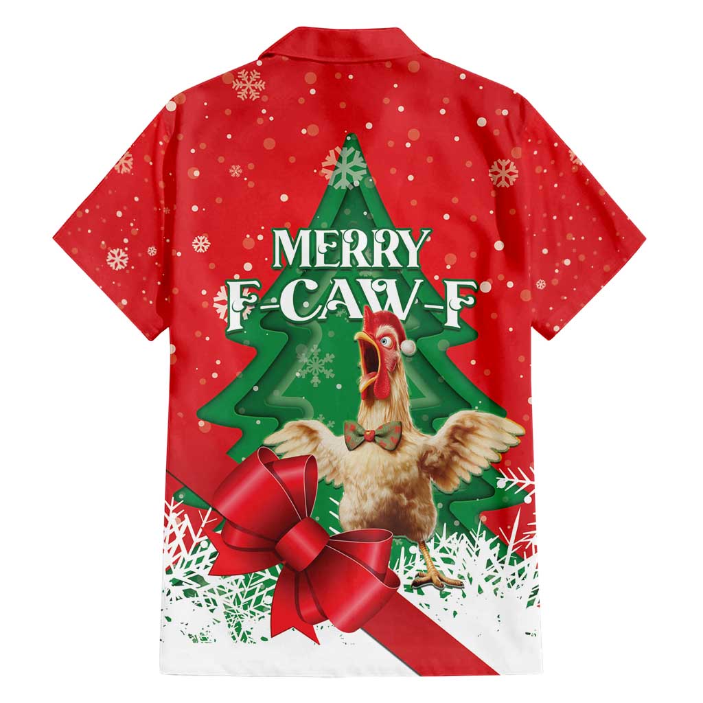 Funny Christmas Chicken Family Matching Long Sleeve Bodycon Dress and Hawaiian Shirt Merry F Caw F - Wonder Print Shop