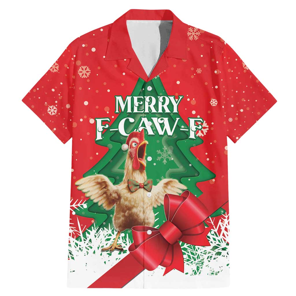 Funny Christmas Chicken Family Matching Mermaid Dress and Hawaiian Shirt Merry F Caw F - Wonder Print Shop
