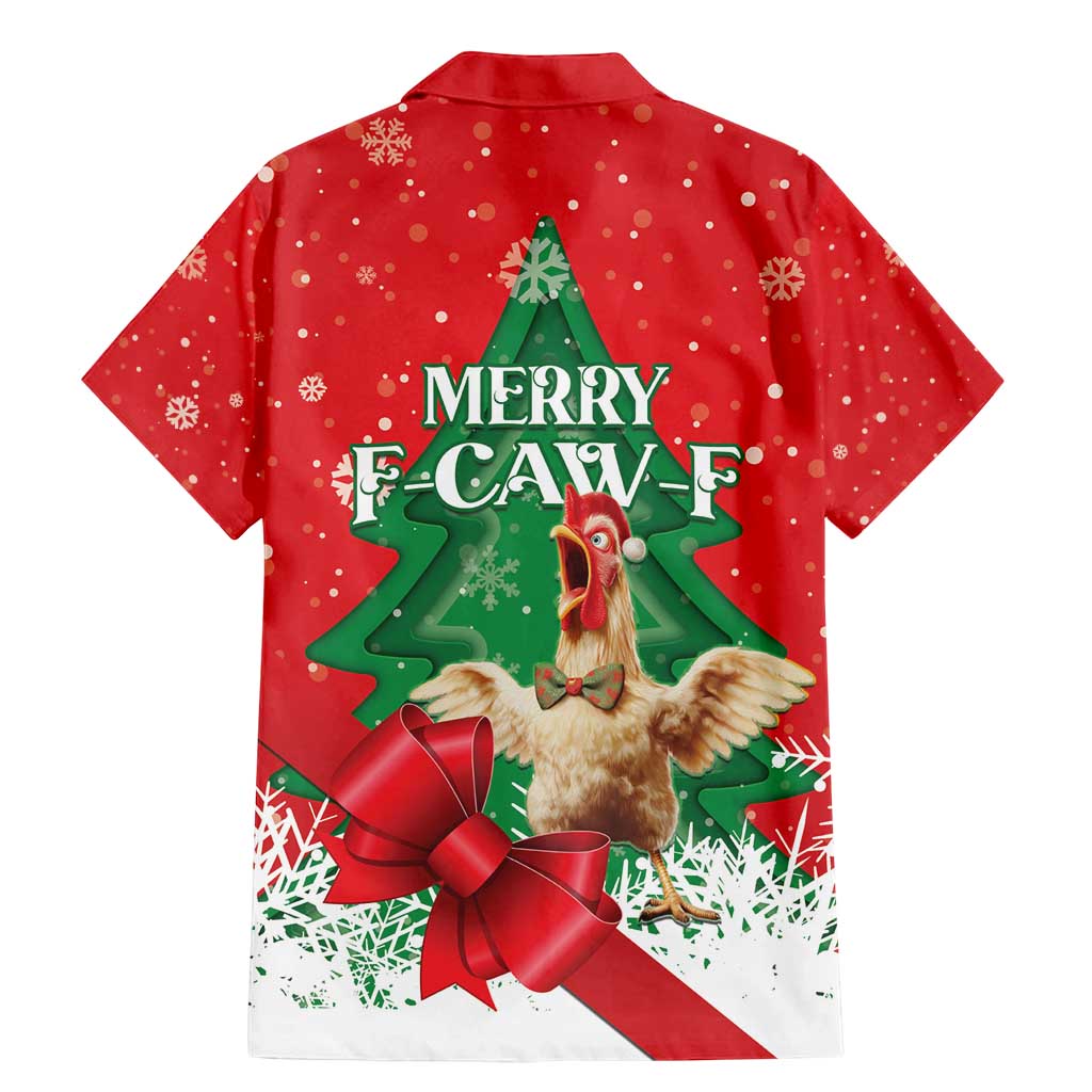 Funny Christmas Chicken Family Matching Mermaid Dress and Hawaiian Shirt Merry F Caw F - Wonder Print Shop