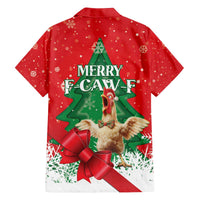 Funny Christmas Chicken Family Matching Off The Shoulder Long Sleeve Dress and Hawaiian Shirt Merry F Caw F - Wonder Print Shop