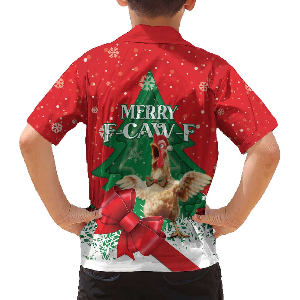 Funny Christmas Chicken Family Matching Off Shoulder Maxi Dress and Hawaiian Shirt Merry F Caw F - Wonder Print Shop