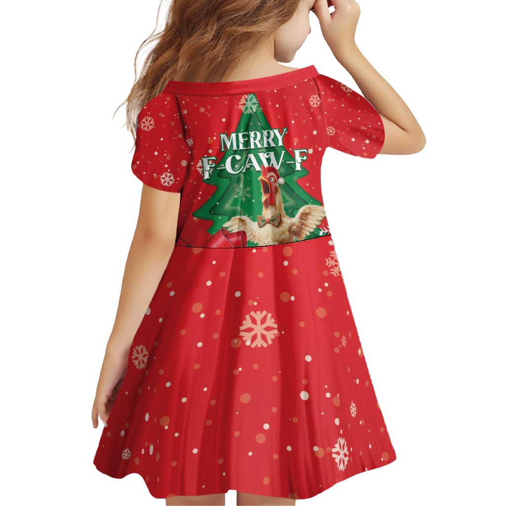 Funny Christmas Chicken Family Matching Off Shoulder Short Dress and Hawaiian Shirt Merry F Caw F - Wonder Print Shop