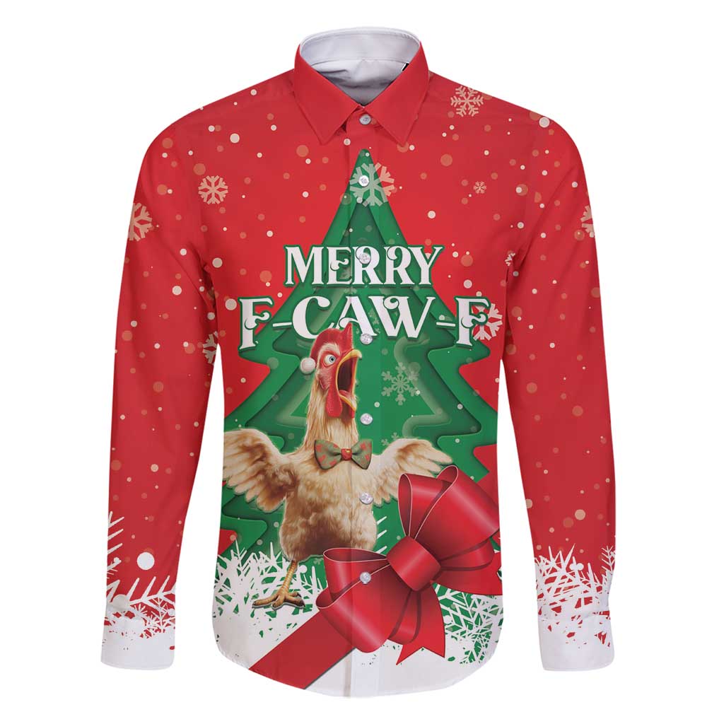 Funny Christmas Chicken Family Matching Off Shoulder Short Dress and Hawaiian Shirt Merry F Caw F - Wonder Print Shop