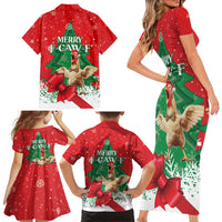 Funny Christmas Chicken Family Matching Short Sleeve Bodycon Dress and Hawaiian Shirt Merry F Caw F - Wonder Print Shop