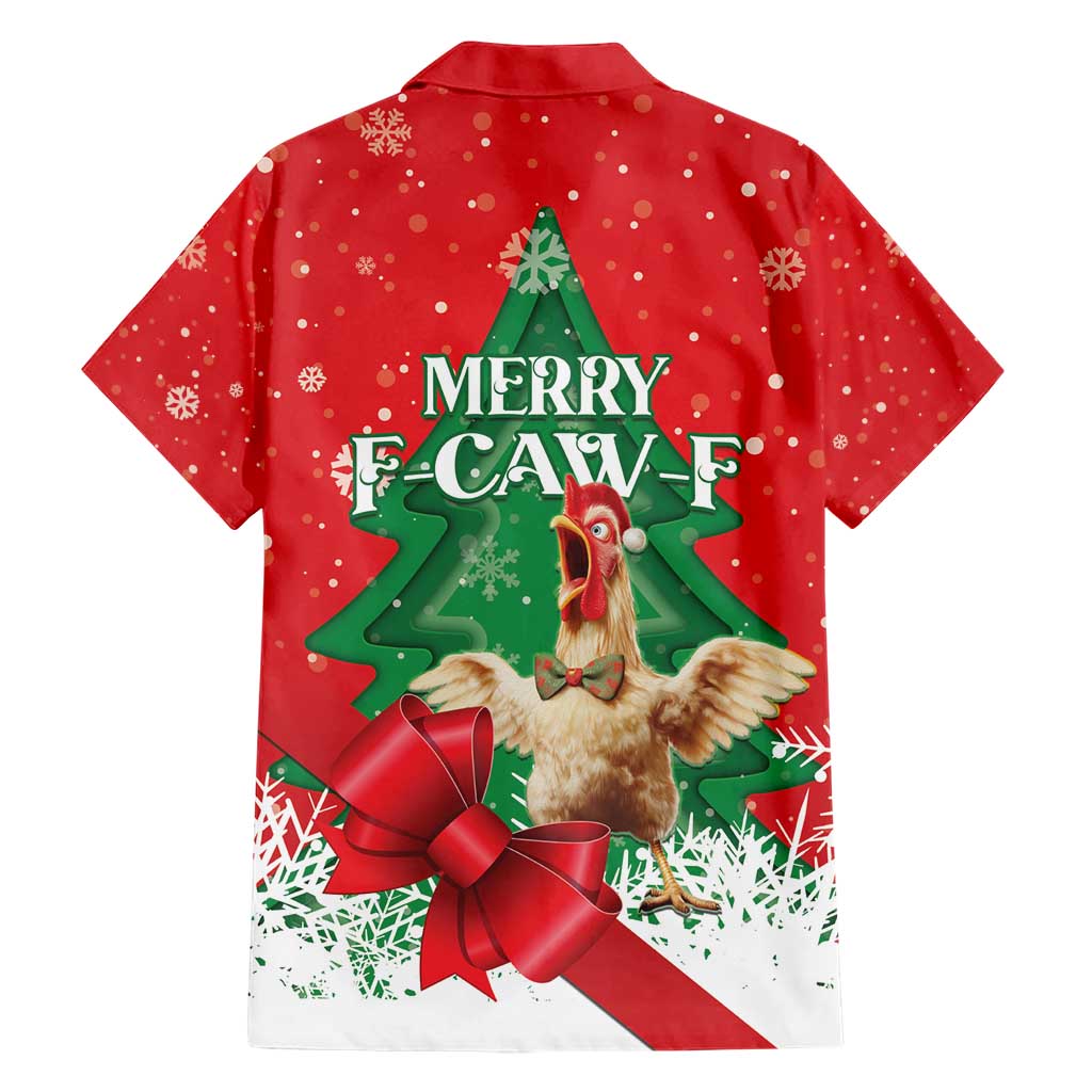 Funny Christmas Chicken Family Matching Short Sleeve Bodycon Dress and Hawaiian Shirt Merry F Caw F - Wonder Print Shop