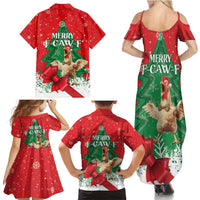 Funny Christmas Chicken Family Matching Summer Maxi Dress and Hawaiian Shirt Merry F Caw F - Wonder Print Shop