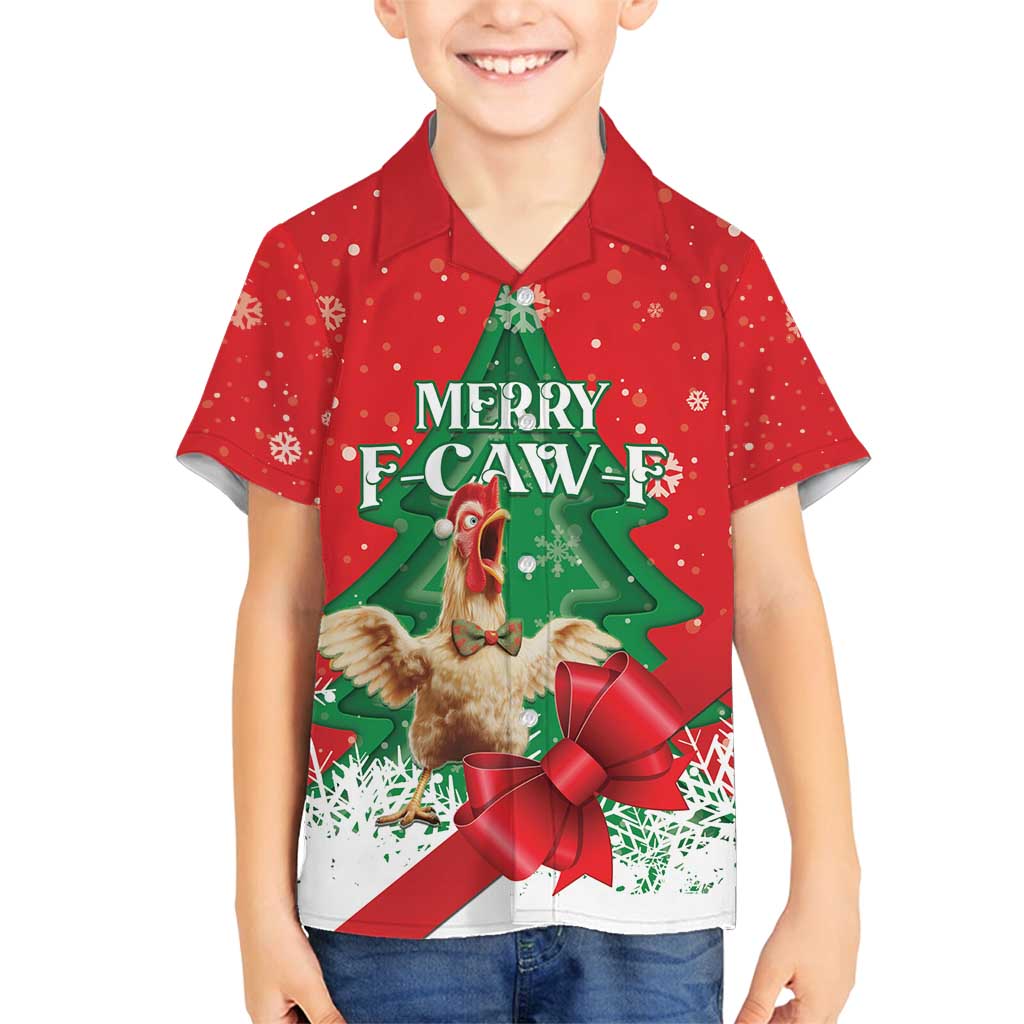 Funny Christmas Chicken Family Matching Summer Maxi Dress and Hawaiian Shirt Merry F Caw F - Wonder Print Shop