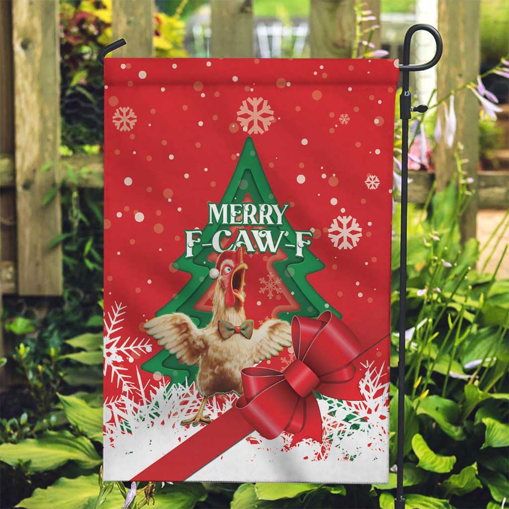 Funny Christmas Chicken Garden Flag Merry F Caw F - Wonder Print Shop