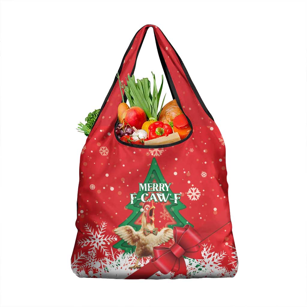 Funny Christmas Chicken Grocery Bag Merry F Caw F - Wonder Print Shop