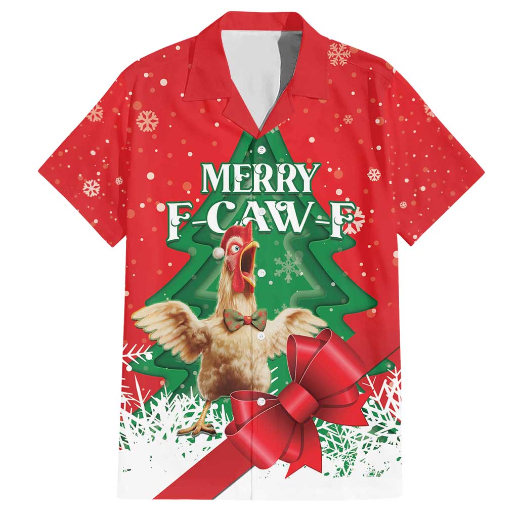 Funny Christmas Chicken Hawaiian Shirt Merry F Caw F - Wonder Print Shop