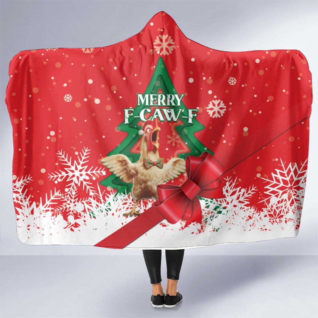 Funny Christmas Chicken Hooded Blanket Merry F Caw F - Wonder Print Shop