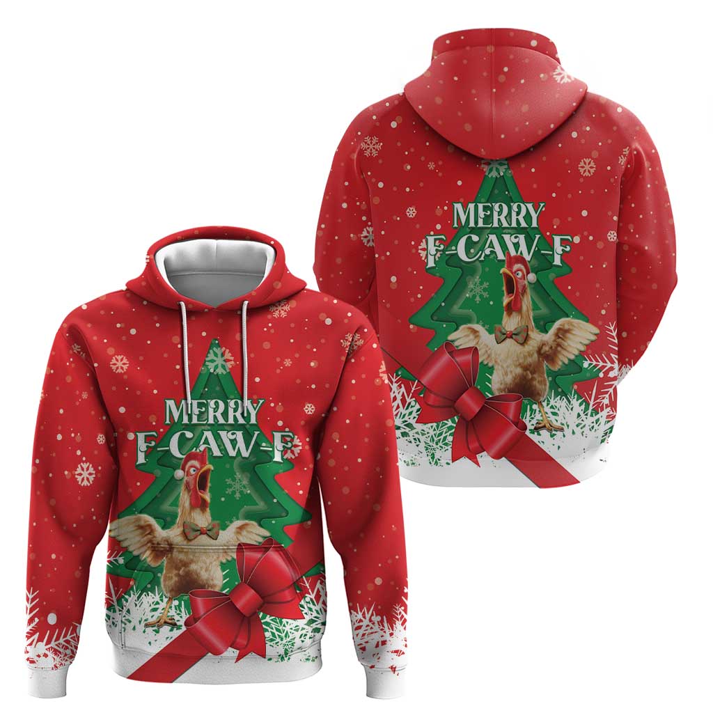 Funny Christmas Chicken Hoodie Merry F Caw F - Wonder Print Shop