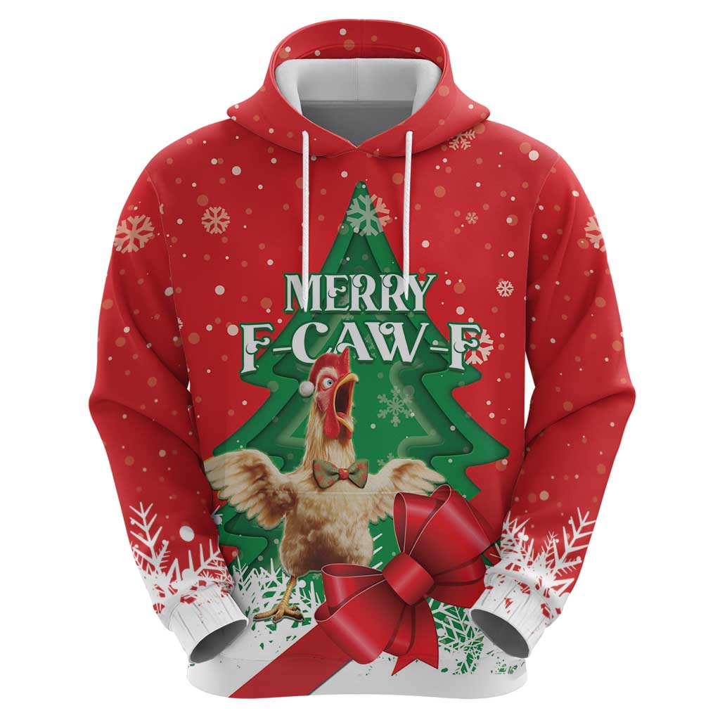 Funny Christmas Chicken Hoodie Merry F Caw F - Wonder Print Shop