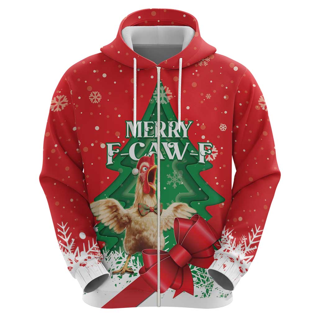 Funny Christmas Chicken Hoodie Merry F Caw F - Wonder Print Shop