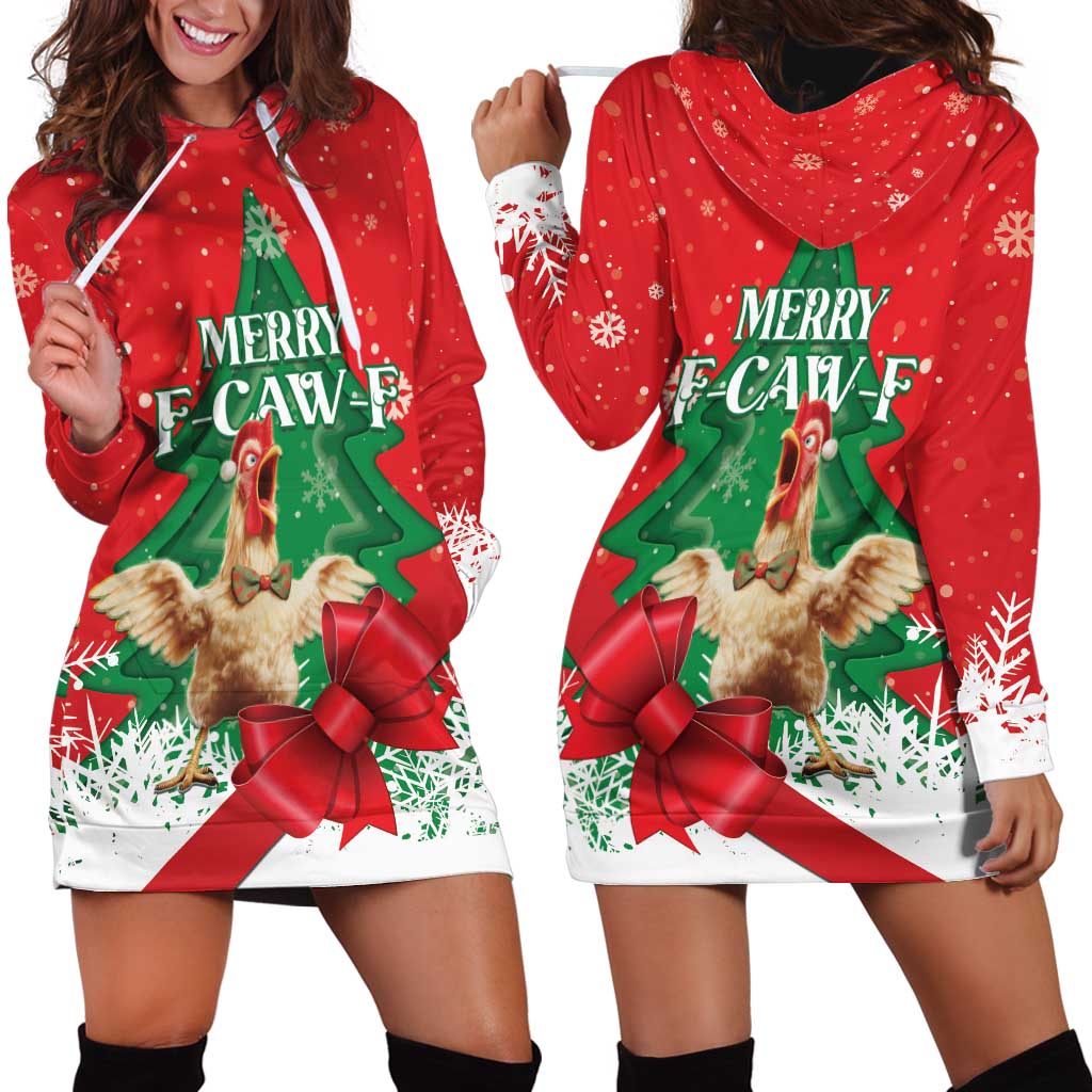 Funny Christmas Chicken Hoodie Dress Merry F Caw F - Wonder Print Shop