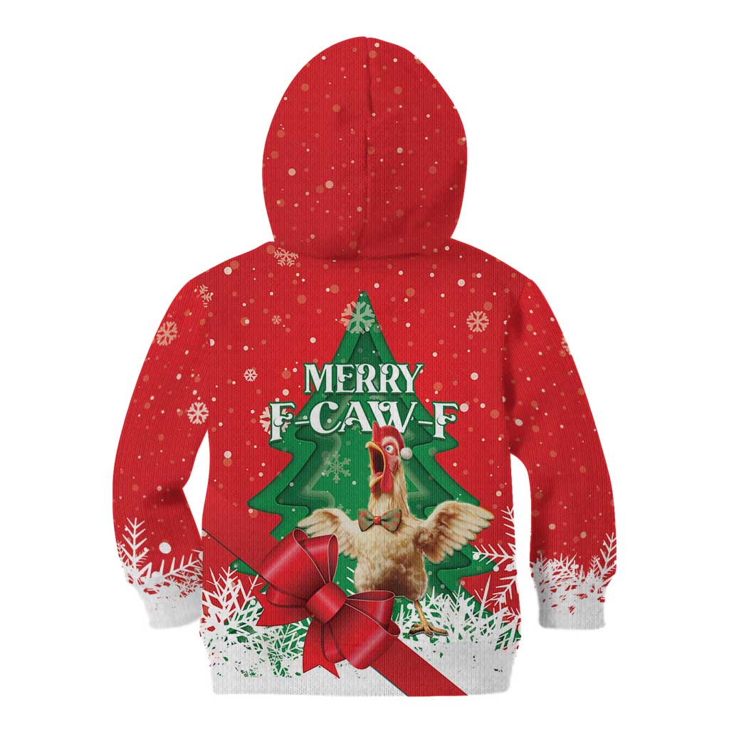 Funny Christmas Chicken Kid Hoodie Merry F Caw F - Wonder Print Shop