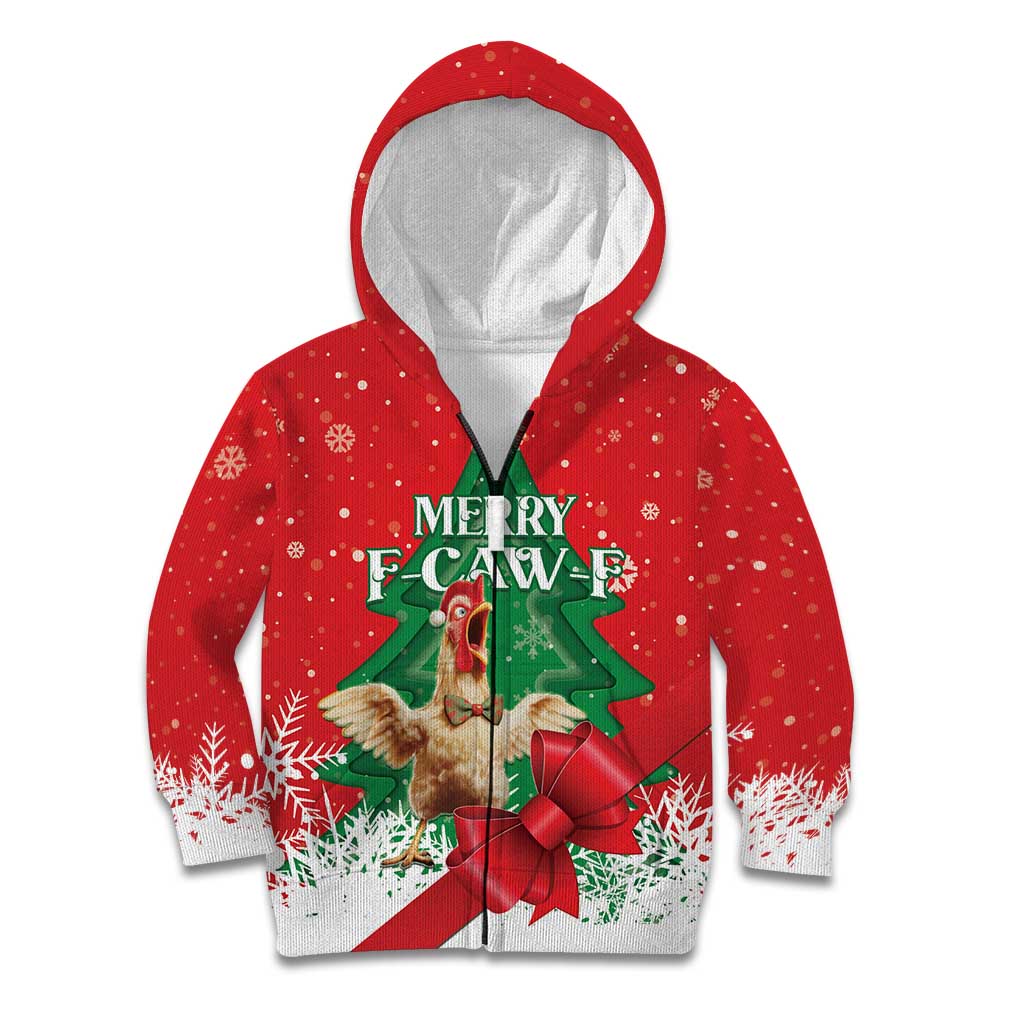 Funny Christmas Chicken Kid Hoodie Merry F Caw F - Wonder Print Shop