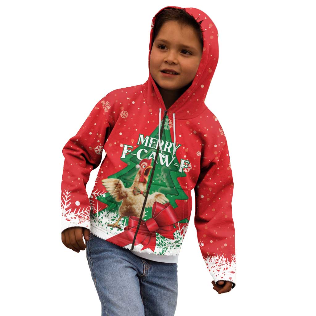 Funny Christmas Chicken Kid Hoodie Merry F Caw F - Wonder Print Shop