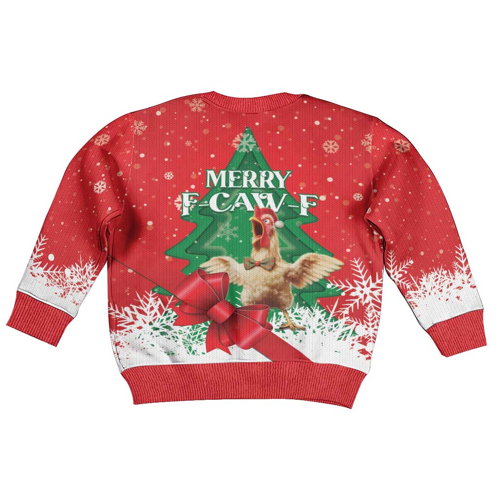 Funny Christmas Chicken Kid Ugly Christmas Sweater Merry F Caw F - Wonder Print Shop
