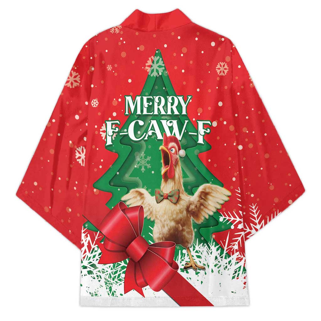 Funny Christmas Chicken Kimono Merry F Caw F - Wonder Print Shop