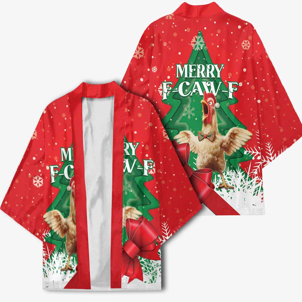 Funny Christmas Chicken Kimono Merry F Caw F - Wonder Print Shop