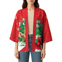 Funny Christmas Chicken Kimono Merry F Caw F - Wonder Print Shop