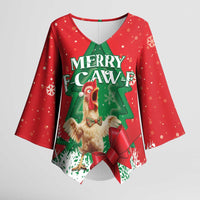 Funny Christmas Chicken Kimono Sleeve Blouse Merry F Caw F - Wonder Print Shop