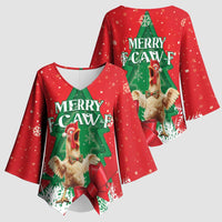 Funny Christmas Chicken Kimono Sleeve Blouse Merry F Caw F - Wonder Print Shop