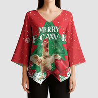 Funny Christmas Chicken Kimono Sleeve Blouse Merry F Caw F - Wonder Print Shop
