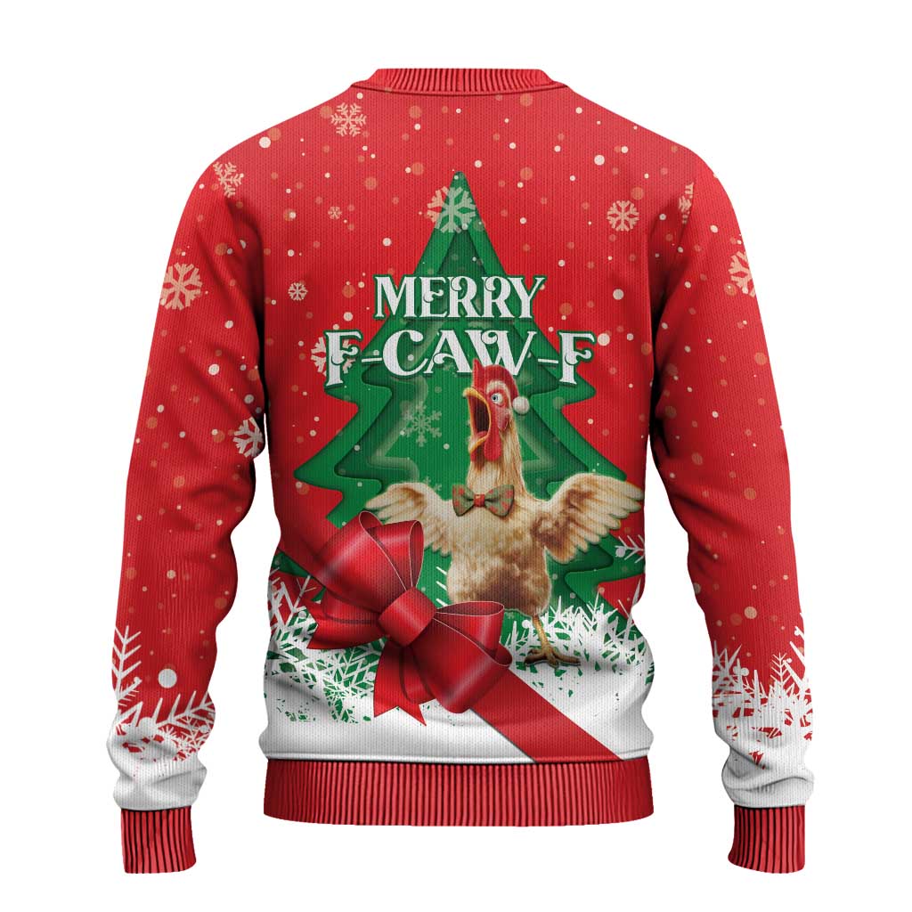 Funny Christmas Chicken Ugly Christmas Sweater Merry F Caw F - Wonder Print Shop