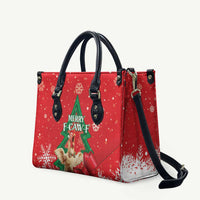 Funny Christmas Chicken Leather Bag Merry F Caw F - Wonder Print Shop
