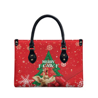 Funny Christmas Chicken Leather Bag Merry F Caw F - Wonder Print Shop