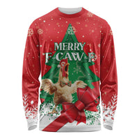 Funny Christmas Chicken Long Sleeve Shirt Merry F Caw F - Wonder Print Shop
