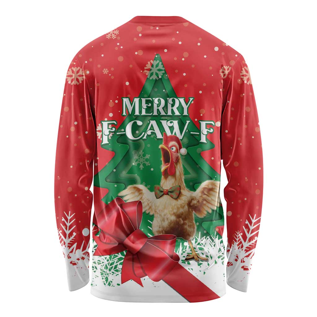 Funny Christmas Chicken Long Sleeve Shirt Merry F Caw F - Wonder Print Shop