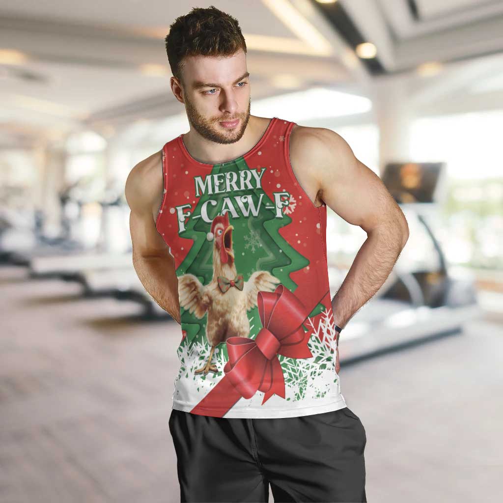 Funny Christmas Chicken Men Tank Top Merry F Caw F - Wonder Print Shop