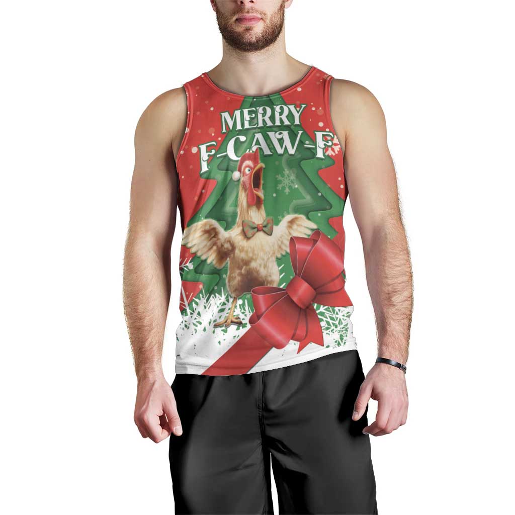Funny Christmas Chicken Men Tank Top Merry F Caw F - Wonder Print Shop